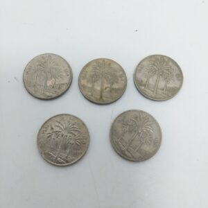 مجموعة من 5 عملات عراقية فئة "50 فلسًا"، جميعها مؤرخة عام 1981، رقمها المستخدم 11855
