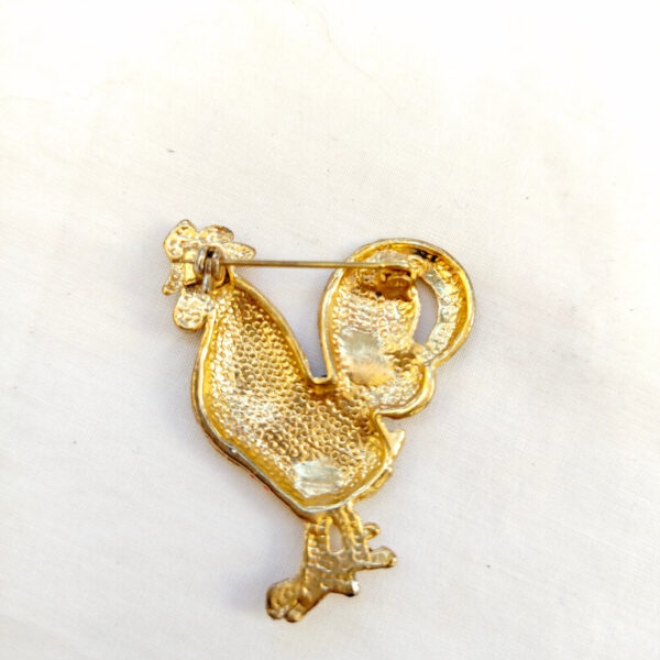 Nice Rooster Gold Tone Brooch enamel colors 2×2.5" - Image 2