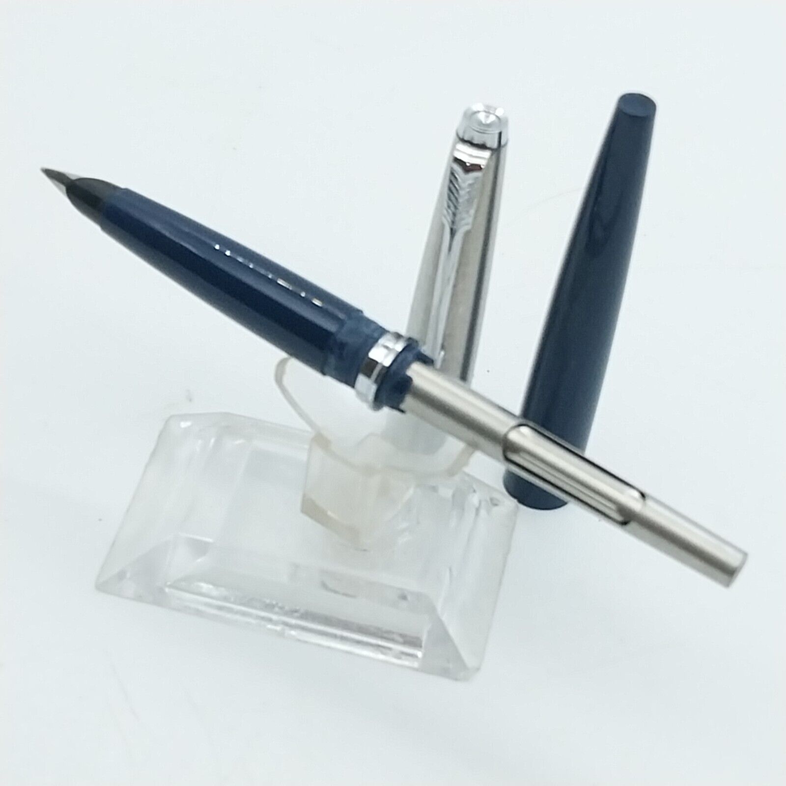 ⁦قلم حبر باركر 45 النادر، بحالة ممتازة، رأس متوسط، لون كحلي، الولايات المتحدة الأمريكية رقم 11531⁩ - الصورة ⁦10⁩