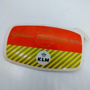 ملصق أمتعة طيران KLM بيضاوي الشكل ذو دائرة ذهبية عتيقة ونادرة