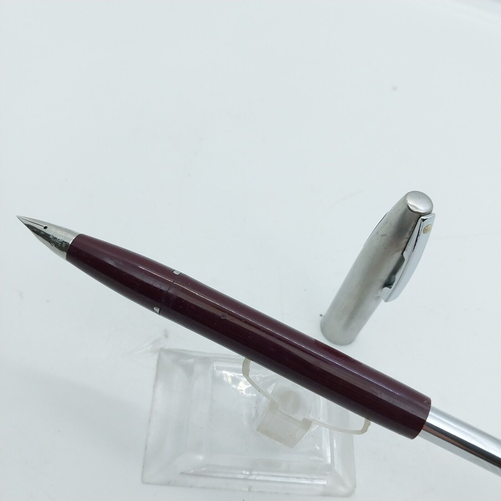 Vintage Sheaffer Imperial Touch Down Fountain Pen, F ,Burgundy color, USA#11521 - Image 2