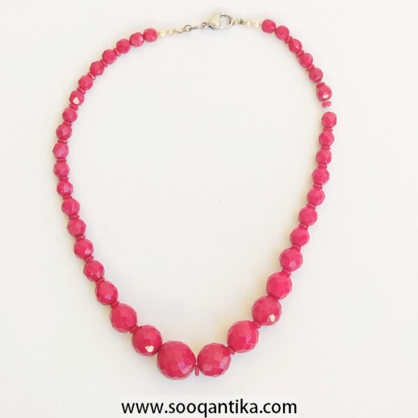 Ruby Color Beaded Necklace