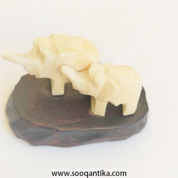 Engraved Elephants Old Ivory - Image 3